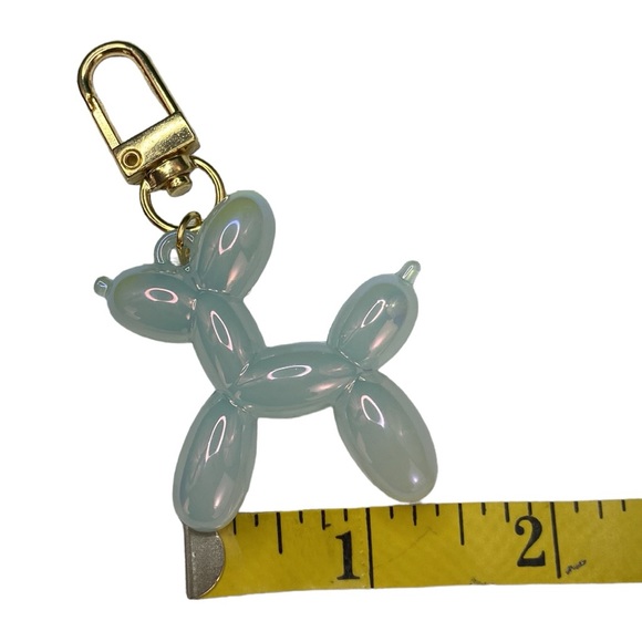 Light Blue Iridescent Multichrome Balloon Dog Bag Charm Keychain - Picture 7 of 10